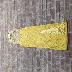 Vintage 1980s Alyce Designs Yellow All Over Glass Beaded Formal Dress